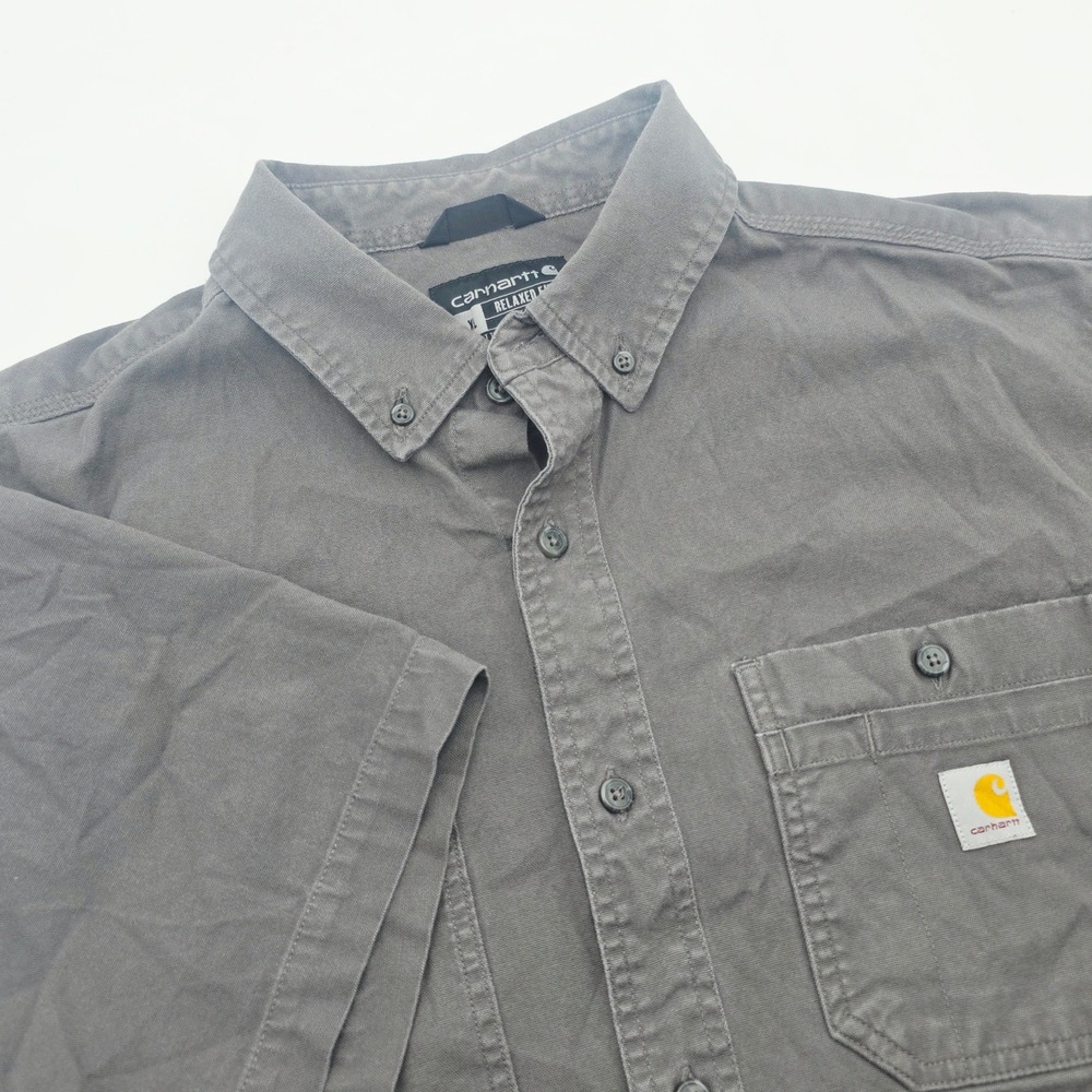 Carhartt Rugged Flex Relaxed Fit Gray Short Sleeve Button Down Shirt TW3555-M